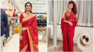 Keerthy Suresh To Jacqueline Fernandes: Celebs Looking Glamourous In Red Sarees