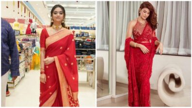 Keerthy Suresh To Jacqueline Fernandes: Celebs Looking Glamourous In Red Sarees