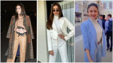 Kriti Sanon, Tara Sutaria and Rakul Preet Singh stun in turtle-neck blazers, get fashion cues