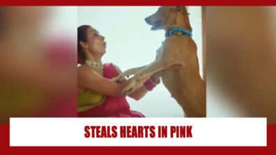 Malaika Arora Steals Hearts As She Shares Video In Pink Saree Playing With Pet Pooch