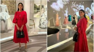 Mrunal Thakur Looks Ecstatic In Red At Dior Designer Of Dreams Exhibition