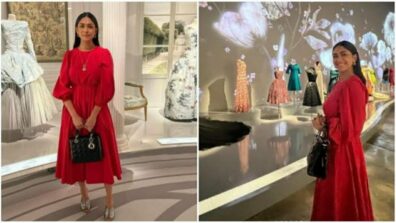 Mrunal Thakur Looks Ecstatic In Red At Dior Designer Of Dreams Exhibition