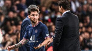 Watch: Lionel Messi Isn’t Amused With PSG Coach Mauricio Pochettino After He Gets Substituted