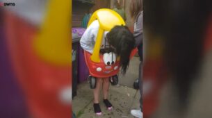 OMG! Hilarious: Watch A Video Of A Woman Stuck In a Toddler’s Toy That Will Make You Go ROFL!