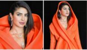 Priyanka Chopra’s super hot saffron orange short blazer shaw cape style is giving Pooja Hegde and Vidya Balan ‘vogue goals’