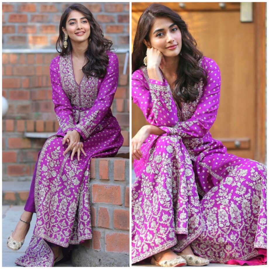 Purple Kurta VS Ivory Blouse: Which Outfit Worn By Pooja Hegde Can Be Your Fashion Inspiration For The Wedding Season? - 0