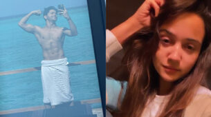 Siddharth Nigam does a Ranbir Kapoor in white towel from ‘Saawariya’, Ashi Singh says ‘Satisfied eyes’