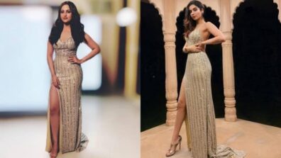 Sonakshi Sinha VS Khushi Kapoor: Who Turned Up The Temperature In The Gold Thigh-High Slit Gown Better?