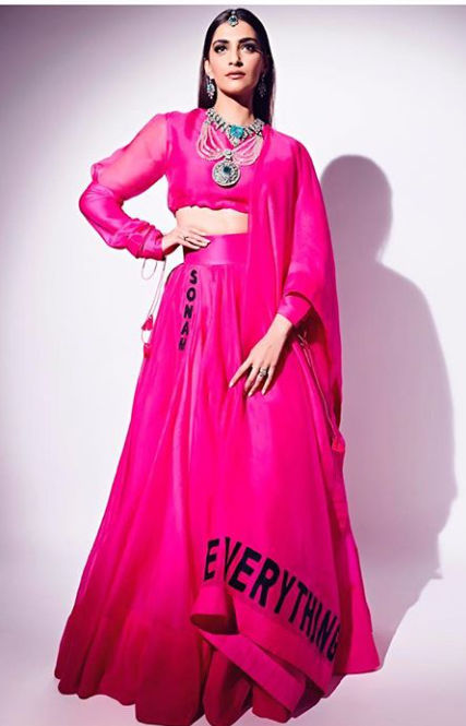 Sonam Kapoor Looks Absolute Goddess In Pink Lehenga & Flowy Skirt: See Pic - 0