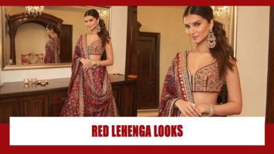 Tara Sutaria Looks Beautiful In Red Ajarakh Lehenga & We Are Crushing Over Her