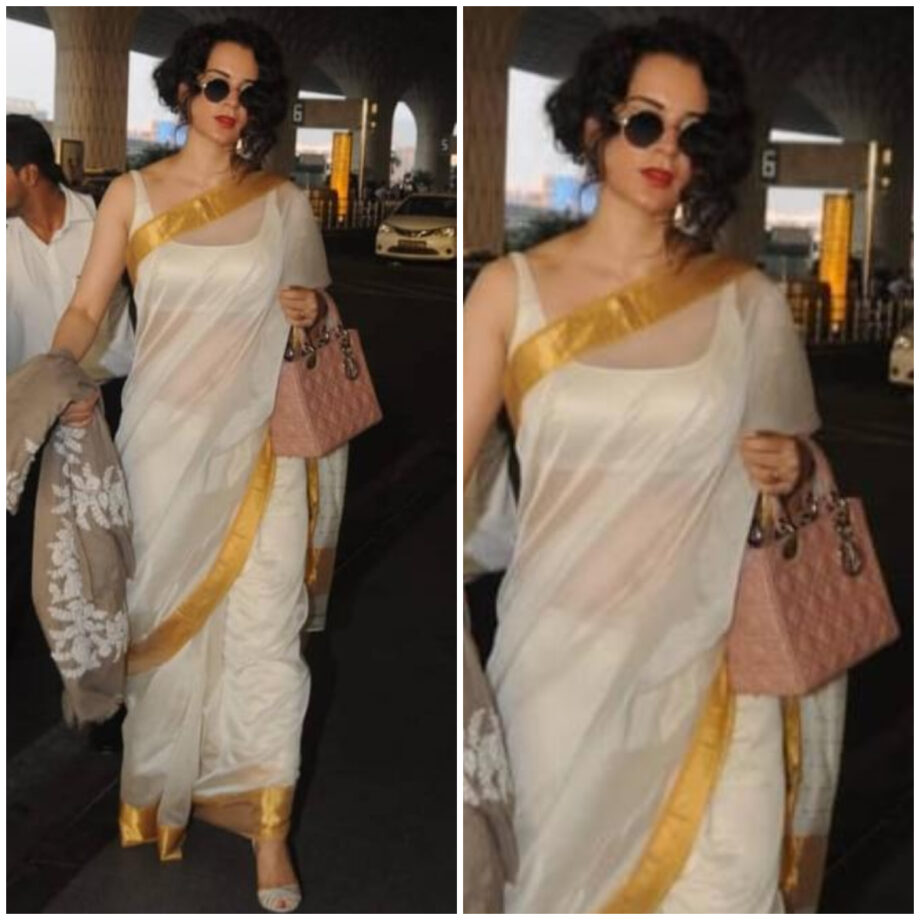 Thalaivi Star Kangana Ranaut Repeats Her Plain White Saree, But It’s The Expensive Hermes Bag That Looks Fascinating - 1