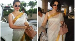 Thalaivi Star Kangana Ranaut Repeats Her Plain White Saree, But It’s The Expensive Hermes Bag That Looks Fascinating