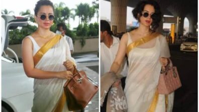 Thalaivi Star Kangana Ranaut Repeats Her Plain White Saree, But It’s The Expensive Hermes Bag That Looks Fascinating