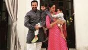The Queen Of Pose Kareena Kapoor Gets Distracted By Jeh Ali Khan As The Diva Clicked In Beautiful Ethnic Prints With Hubby Saif Ali Khan And Kids: See Pics