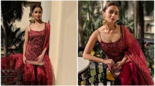 Throwing It Back To When Alia Bhatt Looked Divine In A Sabyasachi Red Sharara Style, See Exquisite Pictures That Will Make You Go Oh La La