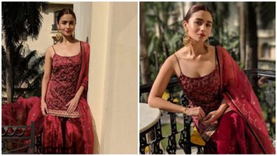 Throwing It Back To When Alia Bhatt Looked Divine In A Sabyasachi Red Sharara Style, See Exquisite Pictures That Will Make You Go Oh La La