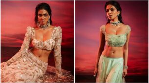 Trending: Malavika Mohanan raises the heat in deep-neck blouse and lehenga style, internet goes bananas