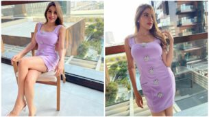 What A Hot Babe: KKK 11 hottie Nikki Tamboli flaunts her hot pair of legs in a super sensuous lavender midi dress, fans can’t stop drooling