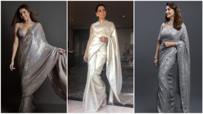 When Bollywood Beauties Looked Right Out Of A Dream In Brightening Silver Sarees; From Tara Sutaria To Madhuri Dixit