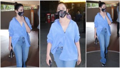 Tamannaah Bhatia Was Spotted For A Dinner Night Wearing Blue Casual Shirt And Blue Jeans, See Here