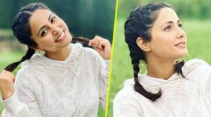 Need a ponytail upgrade? Try this semi-braided hairstyle of Hina Khan to look sassy