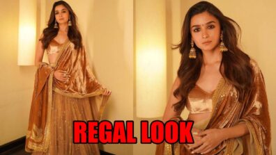 Alia Bhatt drops her regal look in golden-nude Sabyasachi lehenga, fans love it