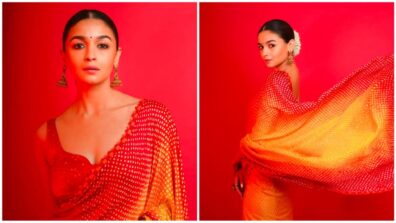 Alia Bhatt is the Sunshine Girl in her new Bandhani Saree and Sleeveless blouse