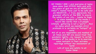 All of us are responsible: Karan Johar issues clarification regarding private gathering after testing negative for Covid-19