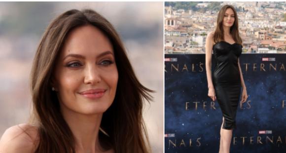 Angelina Jolie’s Burning Hot Looks As She Poses For Eternals Photocall Premiere In Black Satin Dress - 1