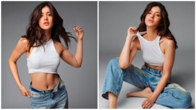 Bookmark Shanaya Kapoor’s Halter Neck White Crop Top & Blue Ripped Boyfriend Jeans For Long-Lasting Impression