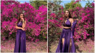 Dhvani Bhanushali Dresses Classily For Hot Days In A Purple Cut-Out Outfit