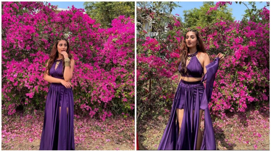 Dhvani Bhanushali Dresses Classily For Hot Days In A Purple Cut-Out Outfit 527482