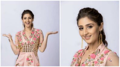 Dhvani Bhanushali Wears a New Pattern Indo-Western Dress in a Beautiful Baby Pink Colour that costs Rs. 32,500