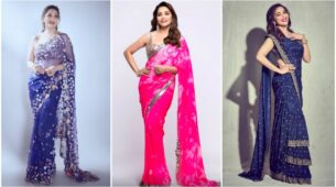 Gear Up For The Festive Season In These Trendy Saree Styles Of Madhuri Dixit To Look Splendid
