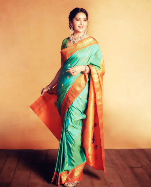 Gear Up For The Festive Season In These Trendy Saree Styles Of Madhuri Dixit To Look Splendid - 4