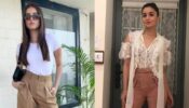 How would you style your brown pants: With a tee for a casual look like Tara Sutaria or with a lace top for a formal look like Alia Bhatt?