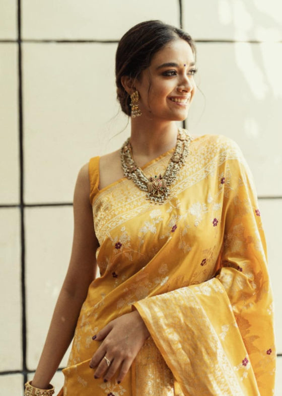 In Pics: Keerthy Suresh Goes Vintage In Yellow Saree: Fans Left Stunned - 0