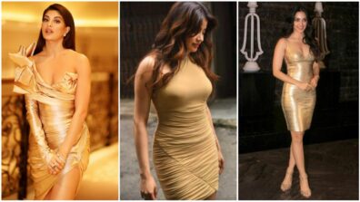 Jacqueline Fernandez, Janhvi Kapoor and Kiara Advani flaunt their curvaceous bodies in golden bodycon dresses, get ready to sweat