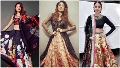 Jacqueline Fernandez, Kareena Kapoor and Anushka Sharma are scintillating, hot beauties in dark-shade floral lehengas, are you in love?