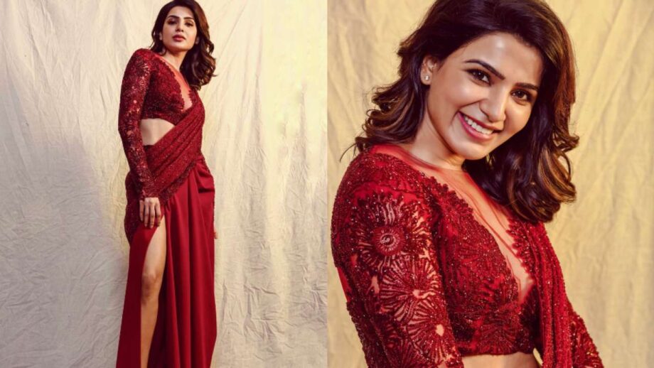 Kajal Aggarwal Or Samantha Ruth Prabhu: Which Hottie Aced Better In Red Cocktail Saree? - 1