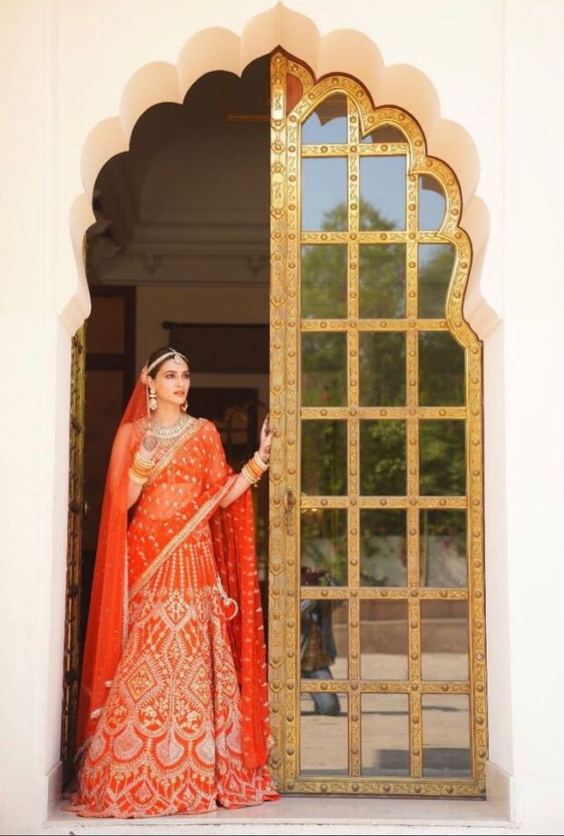 Kriti Sanon Is All Beauty Bride Goal As She Aces In Seema Gujral’s Orange Lehenga - 0