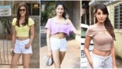 Kriti Sanon, Janhvi Kapoor and Nora Fatehi flaunt their sensuous curves in pastel crop tops and white hot pants, see viral pics