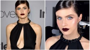 Majestic black: Alexandra Daddario’s show-stopping ingress in black lips