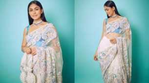Mrunal Thakur Raises The Heat With Perfection In White Floral Transparent Saree: Come Fall In Love