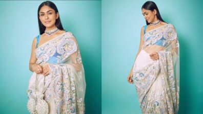 Mrunal Thakur Raises The Heat With Perfection In White Floral Transparent Saree: Come Fall In Love