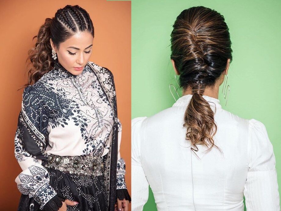 Need a ponytail upgrade? Try this semi-braided hairstyle of Hina Khan to look sassy - 2