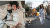 Nina Dobrev Wears Stylish And Cozy LILYSILK Clothes While Cuddling With Her Pet Maverick