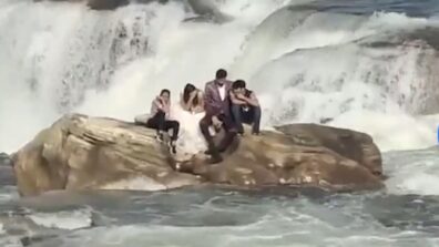 OMG! A Video Of A Couple Getting Stuck In a Waterfall During a Pre-Wedding Shoot Has Gone Viral, Watch ASAP