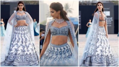 Pooja Hegde Appears Lovely And Elusive In A Glittery Varun Chakkilam Lehenga At Lakme Fashion Week 2021