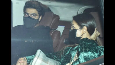 Power couples of Bollywood Malaika Arora and Arjun Kapoor arrive in style at Karishma Kapoor’s party